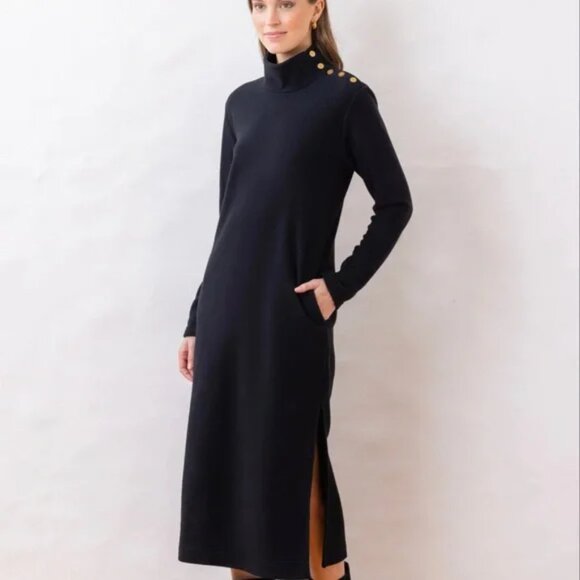 Dudley Stephens black velo fleece Meadow mock neck maxi dress - Picture 2 of 6